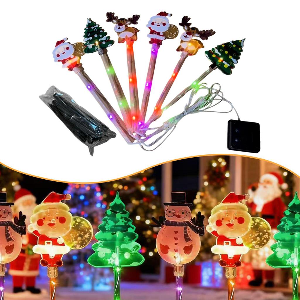 6 Pieces Solar Christmas Pathway Landscape Lights Outdoor Novelty Garden Stake Light Ground Figurine