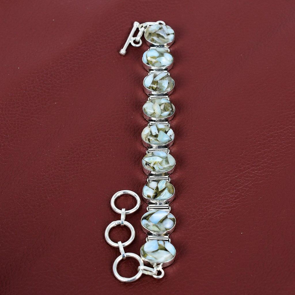 Copper larimar bracelet 925 sterling silver bracelet adjustable chain bracelet top quality gemstone jewelry handmade bracelet gifts for mom