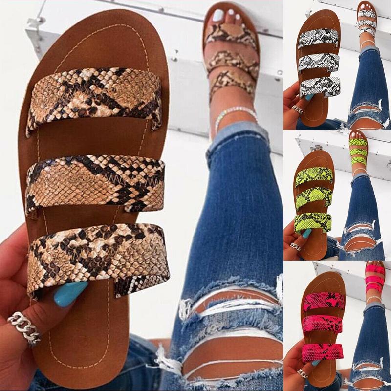 Stylish Women's Snakeskin Slippers Casual Flats Sandals Perfect For Summer Days