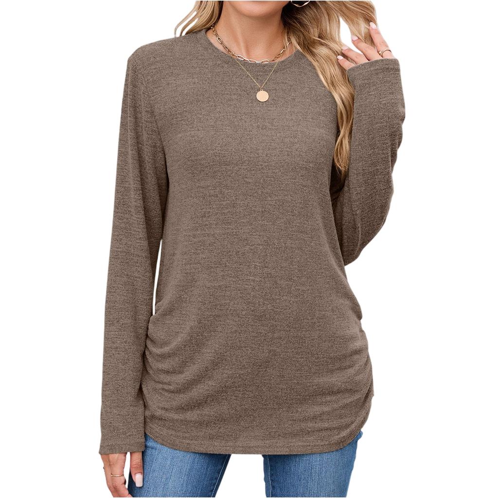 Women Tops Long Sleeve R-Neck Shirts Fall Fashion  Casual Business Tunic Blouses