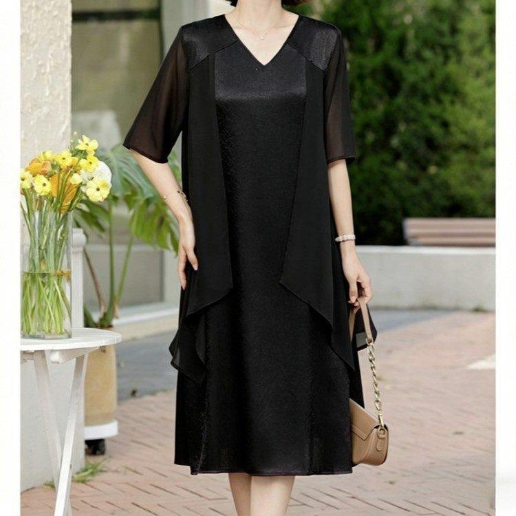 Summer new fashion foreign style Korean version design temperament medium sleeve dress women's clothing