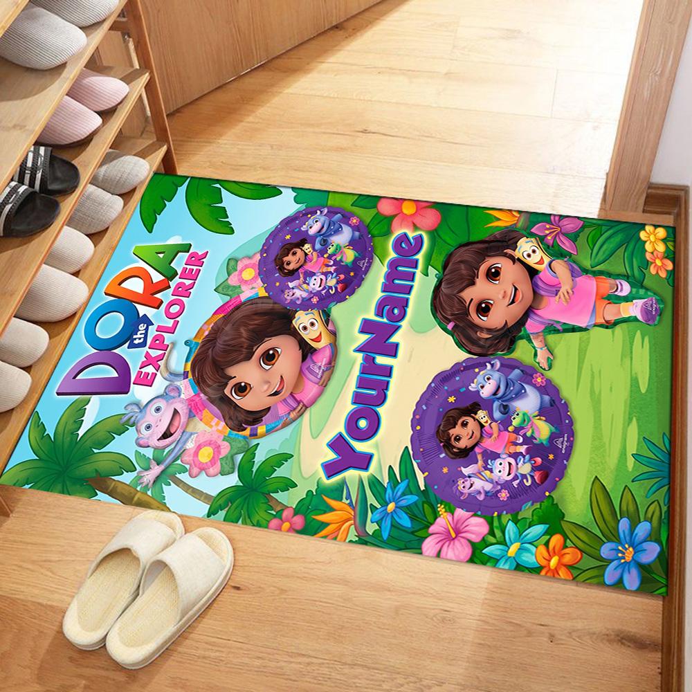 Dora Explorer Personalized Name Floor Mat Perfect for Game Room Playrooms Outdoor Entryway Anti-slip Rug Decorate Offices Birthday/Christmas Gift