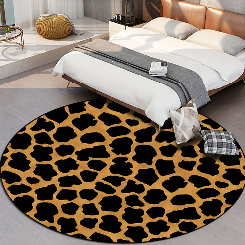 Animal Print Circular Floor Mat Stripe Pattern Carpet Home Living Room Decoration Anti Slip Floor Mat Door Mat