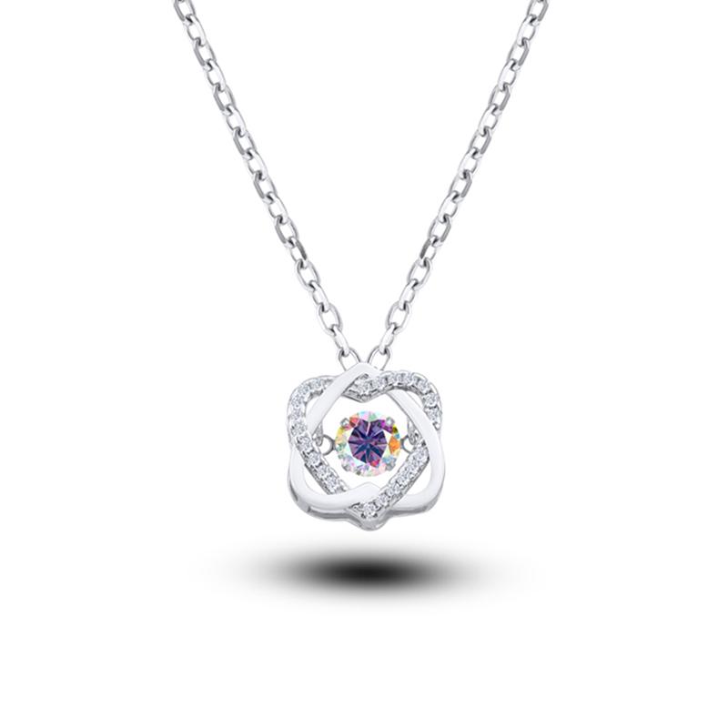 0.5ct Moissanite Necklace for Women Sparkling Simulated Diamond Pendant Beating Heart S925 Silver Fine Jewelry Gift