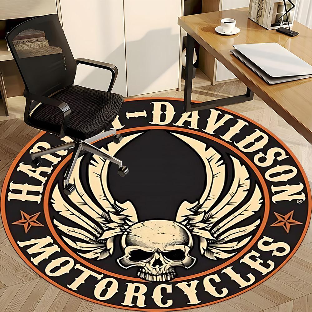1ks Motocyklový Lebka Kancelářský Kulatý Koberec, Pod Kancelářské Židle Ložnice Obývací Pokoj Domácí Dekorace, Dekorace Místnosti