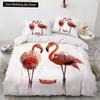 Flamingo Duvet Cover King Queen 3D Pink Animal Bedding Set For Kids Teens Adults Watercolor Style Quilt Cover With Pillowcase