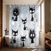 1pc Cute Cartoon Cat Print Waterproof Shower Curtain Hanging Curtain 12 Hooks Multi Size Decoration Machine Washable
