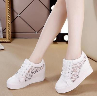 Pantofi de damă de modă, respirabil, din dantelă, care mărește înălțimea, cu platformă cu pană, pantofi sport ocazional, primăvară, cu tocuri înalte, de 5 cm, pantofi de tenis, FOND