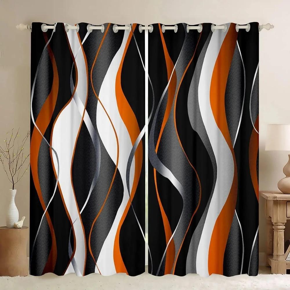 Cheap Red Black Abstract Geometric Shape Digital Printed Curtains Bedroom Kitchen Window Blinds Grommet Top Rod Pocket Hooks