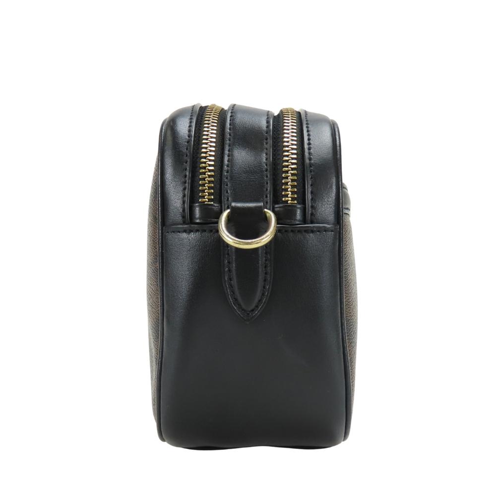 Gebrauchte COACH Umhängetasche Signature F68168 PVC/Leder Dunkelbraun Schwarz Tägliche Nutzung