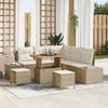 vidaXL 8-piece Garden Sofa Set with Beige Cushions In Poly Rattan Acacia, vidaXL 2-seater Garden Sofa 3362786