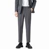 Clearance Foreign Trade Spring and Autumn Korean Style Slim Straight Casual Pants for Men, Trendy Non-Iron Cropped Dress Pants