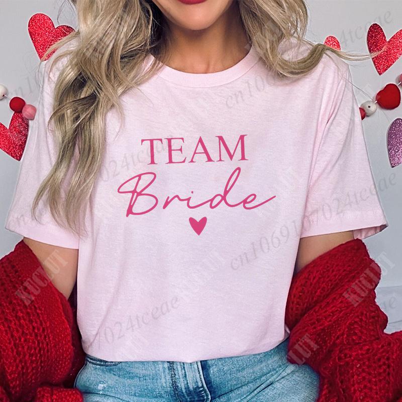 Bridal Shower Shirt for Women, Team Bride Squad Bachelorette Party Tops, Bridesmaid T-shirt, Wedding Fashion Clothes for Girls