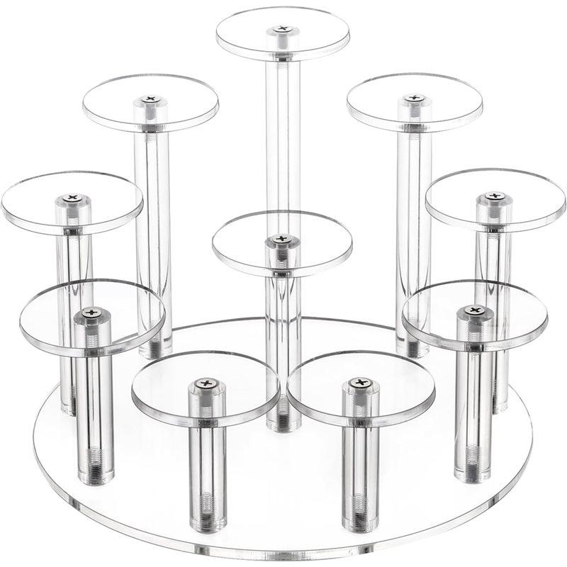 

Round 10 Tier Acrylic Display Stand For Jewelry, Figures, Perfume,Cupcake Countertop Decoration Clear Organizer