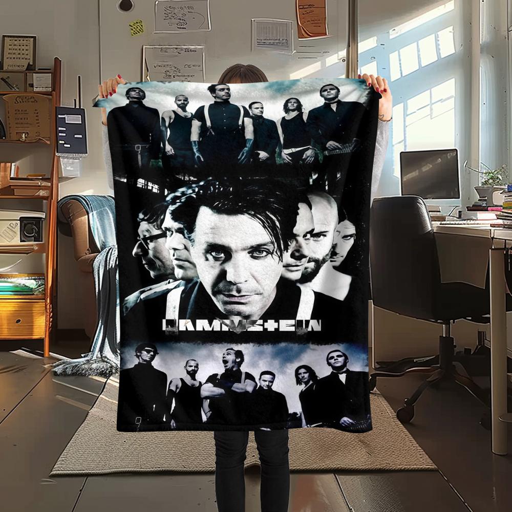 1PC Rammstein Band Print Flannel Blanket, High Quality All Seasons, Home Decor, Warmth and Comfort, Perfect for Christmas Gifts