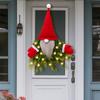 Outdoor Christmas Wreath with LED Lights Home Decor Gnome Winter Wreath Holiday Decor for Indoor Window Fireplace Shelf Bedroom