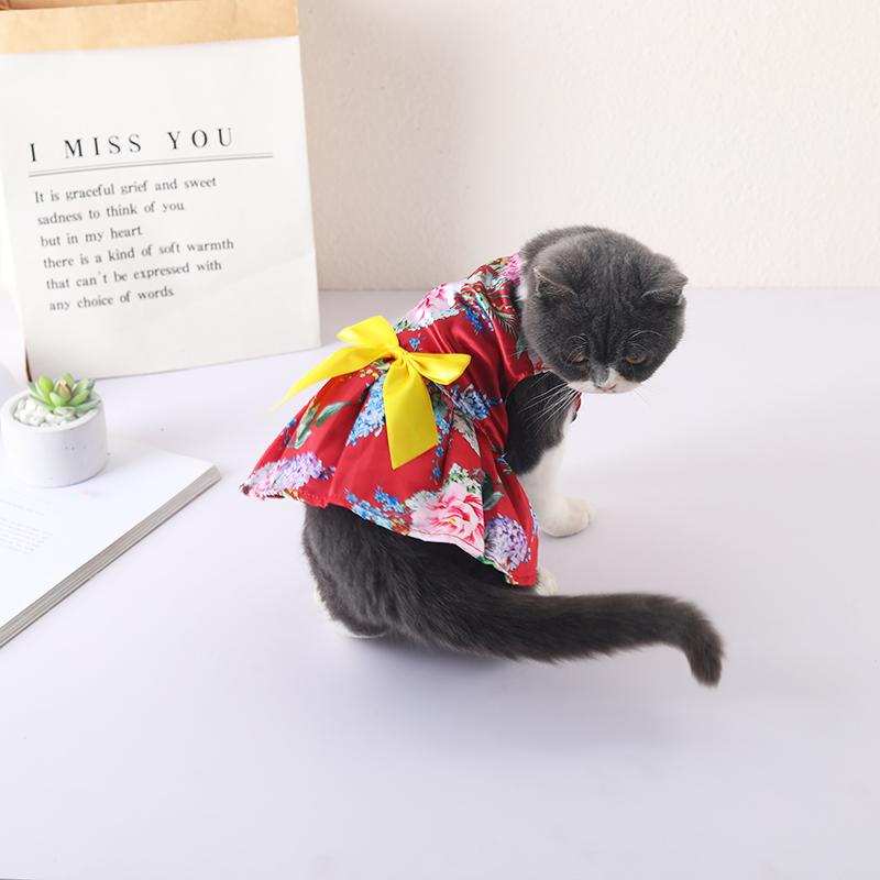 Western Style Pet Dresses for Cats Gotas Summer Satin Sphynx Cat Skirt Dress Kitten Kedi Persian Mascotas Clothes Dog Clothing