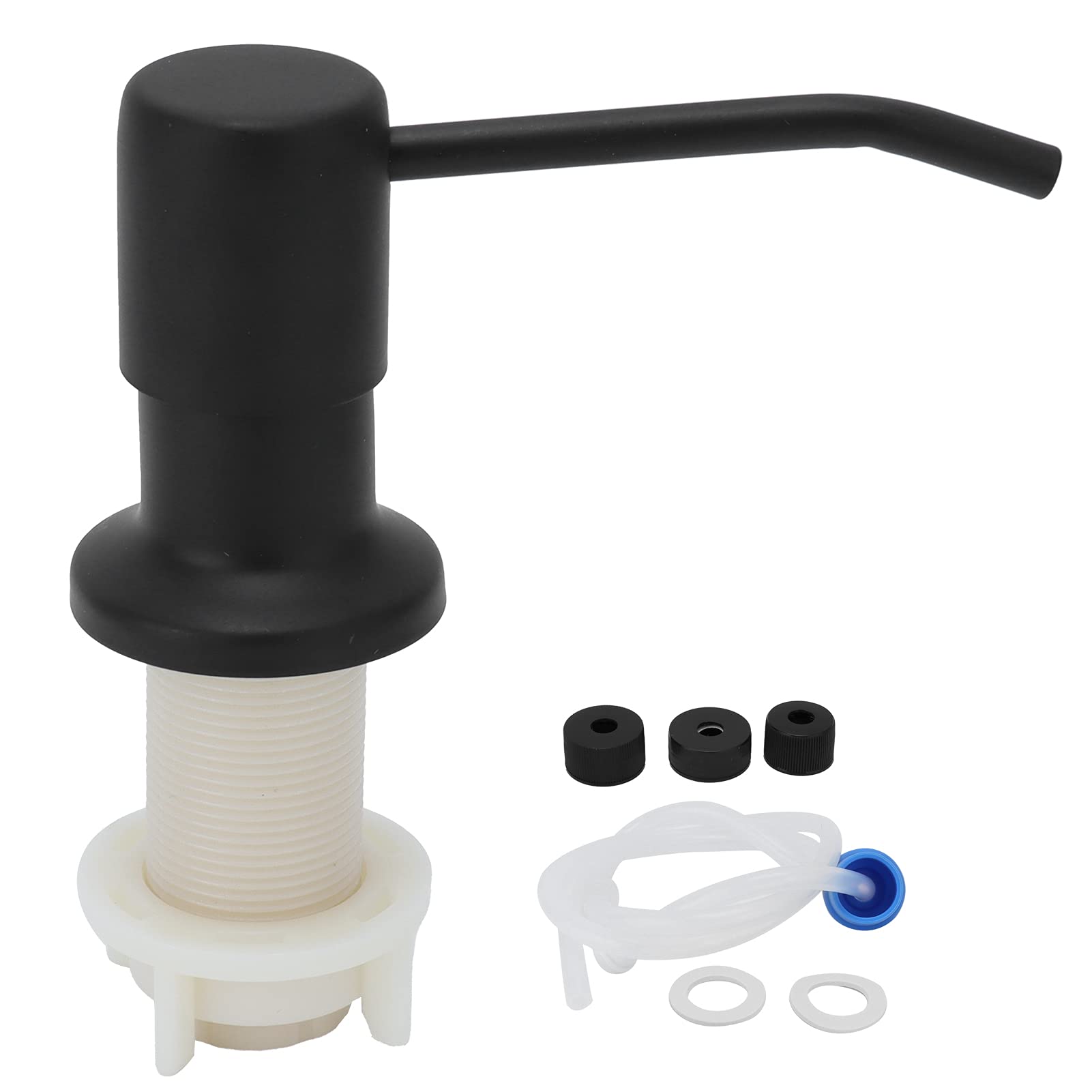 

Recessed Liquid Soap Dispenser for Kitchen Sinks, 304 Stainless Steel, 45-Inch Extension Tube, 360° Rotating Pump Head, Black