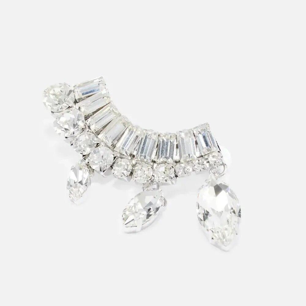 

1 шт., роскошные серьги-клипсы со стразами в форме капельки, серьги без пирсинга для женщин, кристальные пышные серьги-манжеты, свадебные украшения