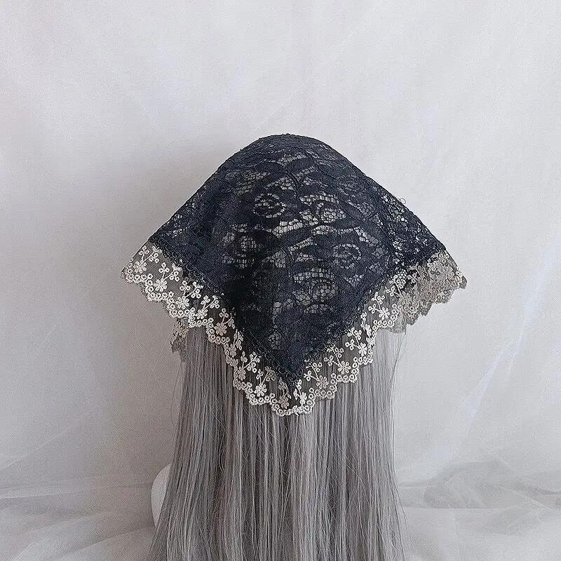Lolita Cap Maid Cosplay Vintage Lace Bonnet Ruffled Hat Women Girls Pumpkin Cap Lace-up Adjustable Hat