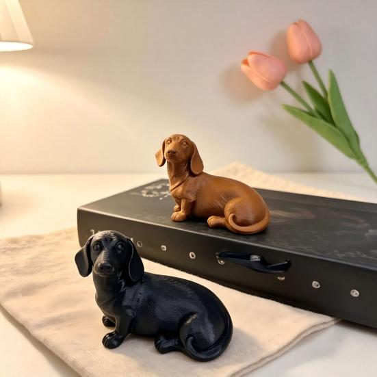 Yangyizhi 3D Printed Dachshund Sculpture, Miniature Dog Figurine, Matte Finish Statue, Artistic Pet Memorial Gift