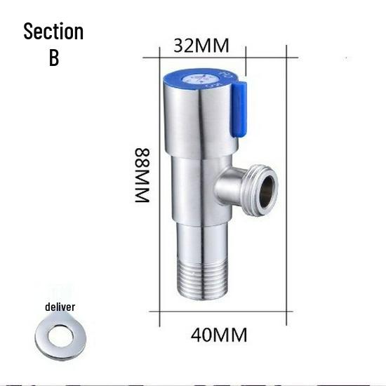 Explosion-Proof Stainless Steel Angle Valve for Hot/Cold Water - Ideal for Kitchens, Bathrooms, and Washing Machines