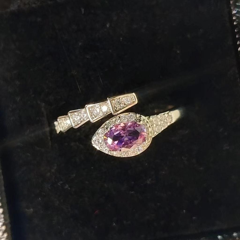Jewelry Oval Egg Zircon Snake Ring Inlaid Egg Surface Zircon Snake Ring Ring