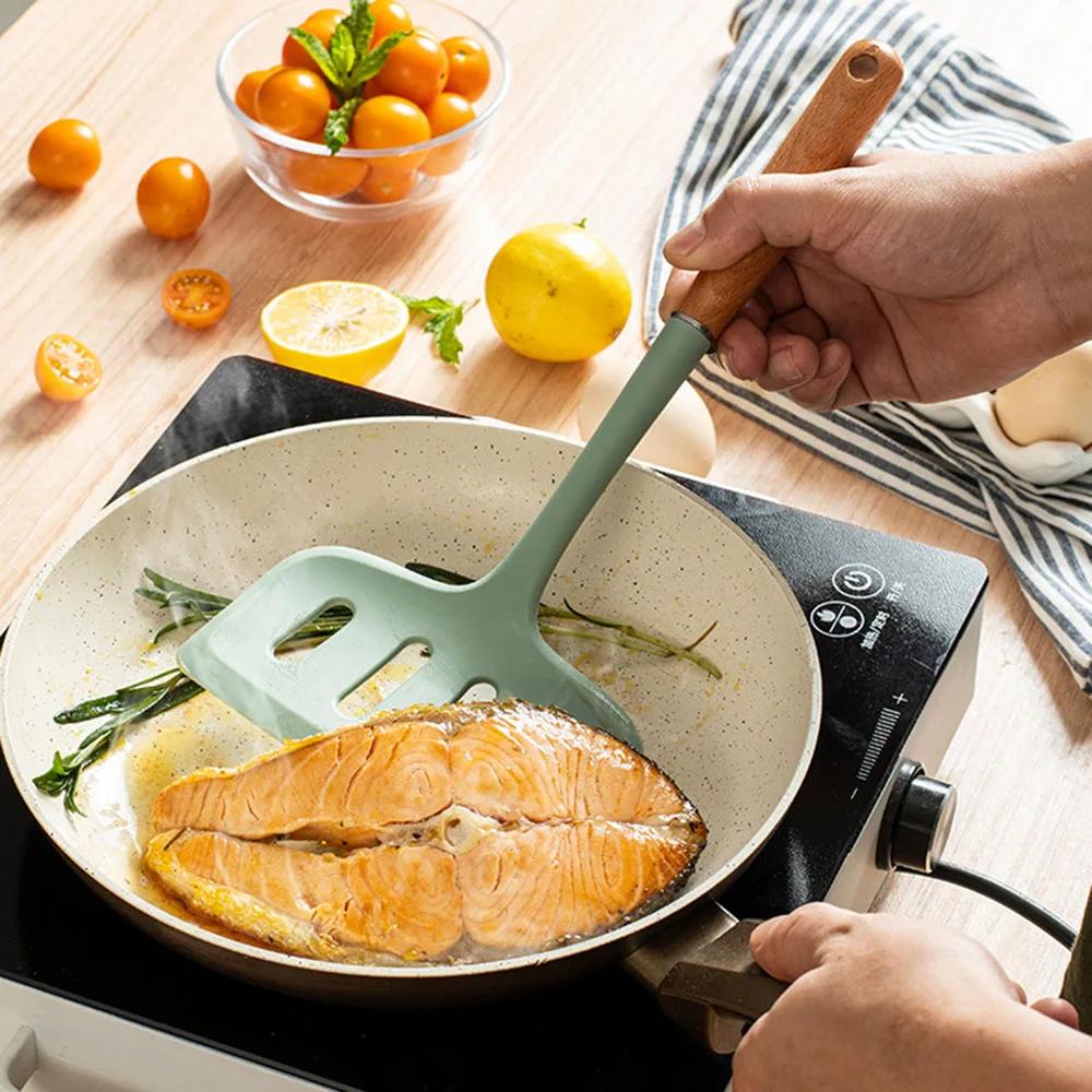 1PC Silicone Spatula Beef Meat Egg Kitchen Scraper Wide Pizza Shovel Cooking Utensils Non Stick Frying Spatula Kitchenware Tools