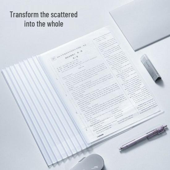Deli A4 Rod Clip Transparent Folder, 6mm - Office & Student Use