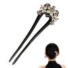 Black U-Shape Double Hairpin Handcrafted Hair Sticks for Women Traditional Chinese Hanfu Qipao Wedding Hair Accessories 15cm