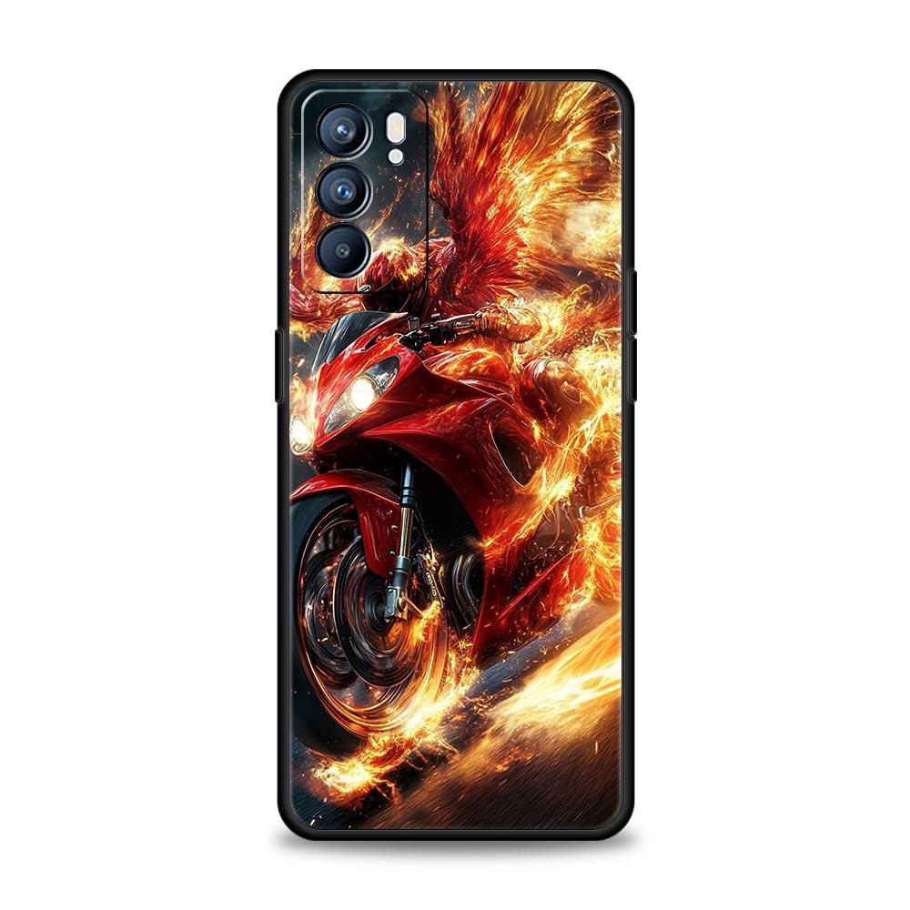 Motorcycle Phone Case For Oppo A17 A31 A54 A57 A78 A79 A98 Find X5 X6 Reno 6 7 8 10 11 12 13 F Pro 5G Soft TPU Cover Fundas Bags