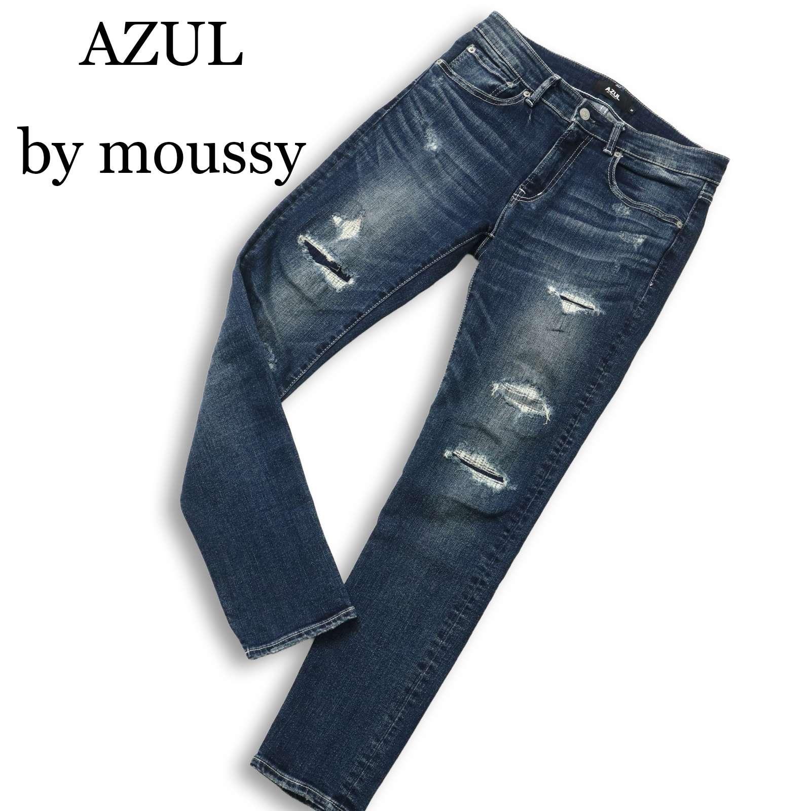 AZUL by moussy AZUL Mousy All Year Distressed Crushed Stretch Skinny Denim Pants Sz.M Men s