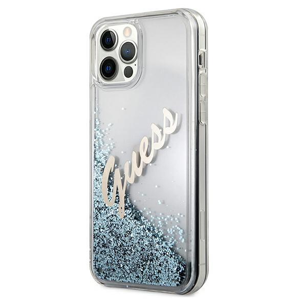 Guess Guhcp12Lglvsbl Iphone 12 Pro Max6,7 Niebieski/Blue Hardcase Glitter Vintage Script