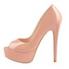 Crossdresser Sexy StilettosWomen Platform Peep Toe High Heel Sandals Nude Patent Leather Sexy Elegant Stiletto Heels Sandals