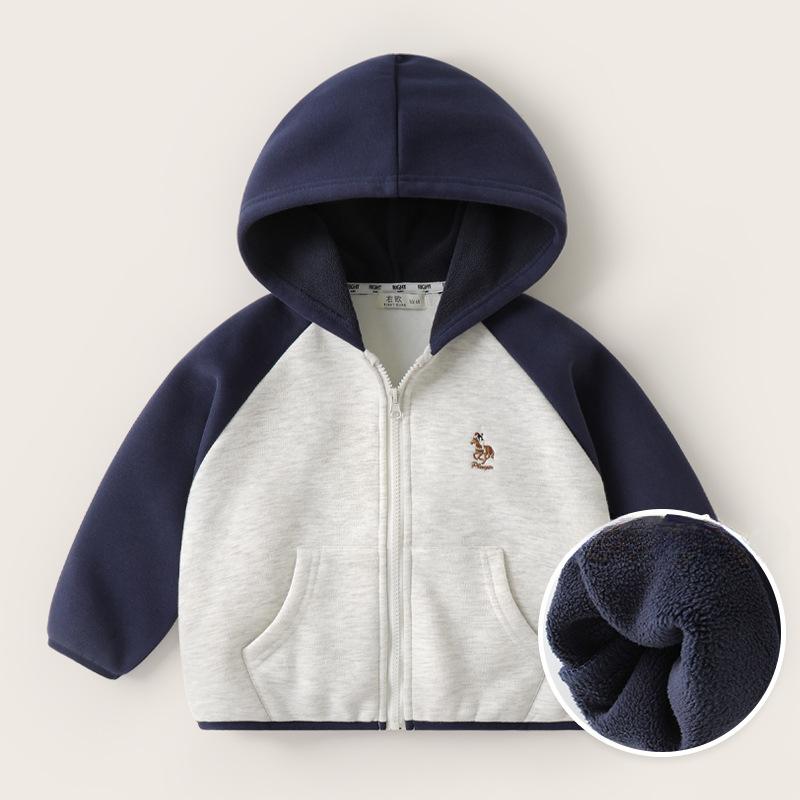 

Осенне-зимний детский свитер с капюшоном на флисовой подкладке 140cm темно-синий