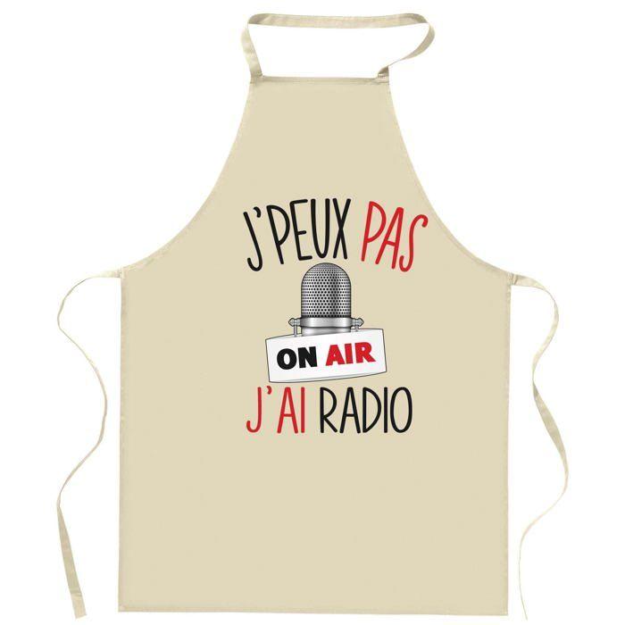 Tablier de cuisine - radio J'peux pas - Impression bretonne - Coton robuste - Liens ajustables