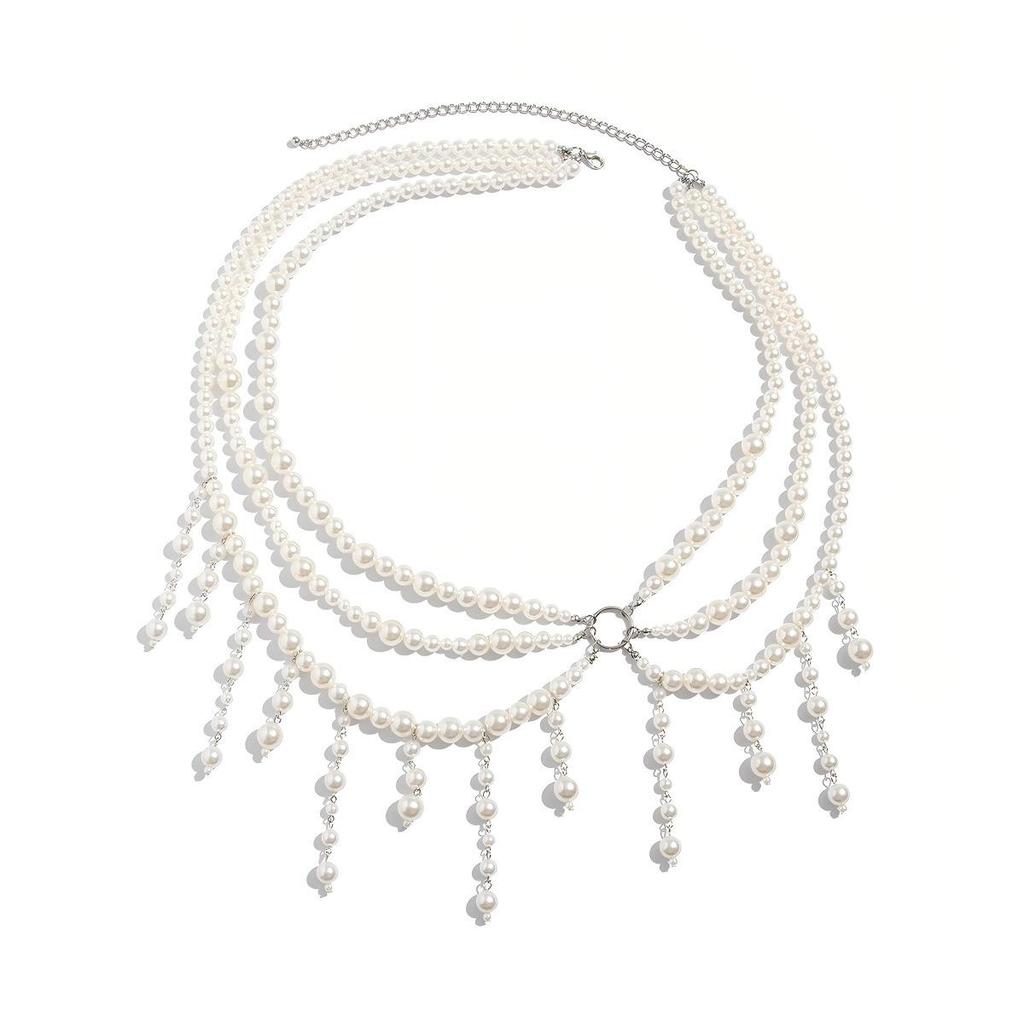 European Bohemian Starfish & Shell Conch Waist Chain with Faux Pearls