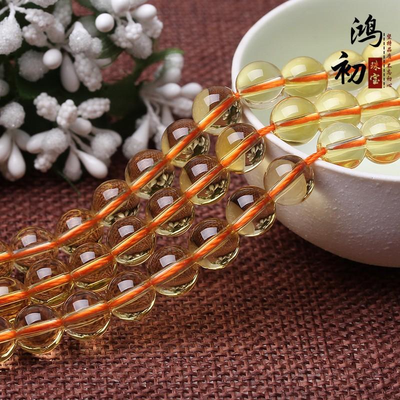 

Hongchu Crystal Natural7A Grade A Citrine Loose Beads Citrine round bead semi-finished product DIY Ornament Accessories 4mm/Strip（88Left and Ri