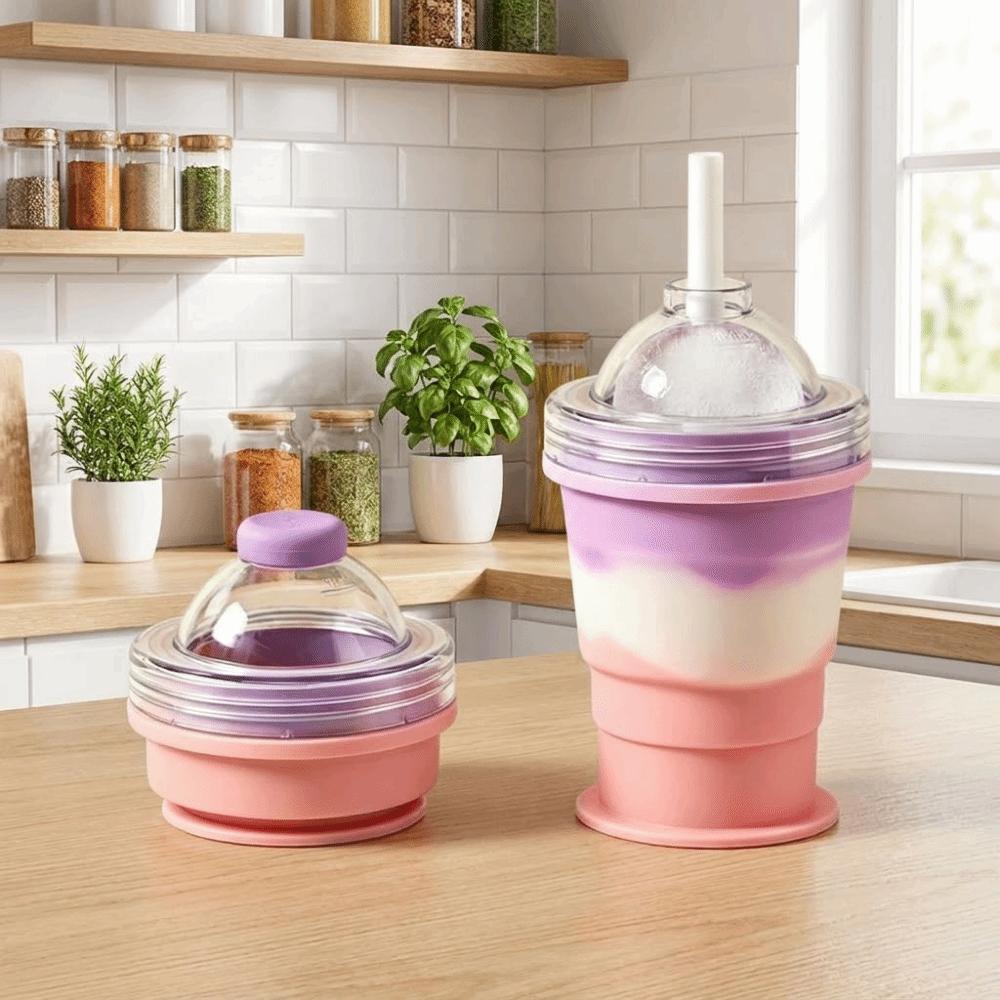 Silicone Foldable Ice Ball Cup Food Grade Collapsible Silicone Cup Portable Travel Tumbler Office