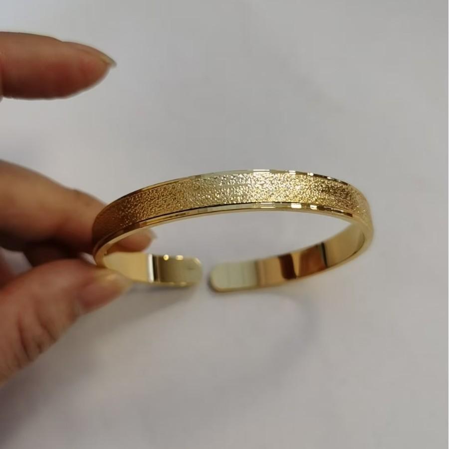 Открытый браслет-манжета из матовой латуни с золотым покрытием - Вьетнамский песочный золотой свадебный браслет