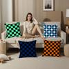 Black White Checkerboard Pillow Case Plush Fabric Soft Double Sided Print Sofa Cushion Cover Throw Pillow Covers