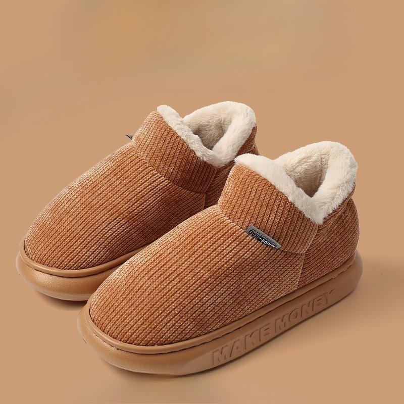 New Plush Thick-soled Slippers for Women's Home Use, Including Heel Shoes and Cotton Shoes