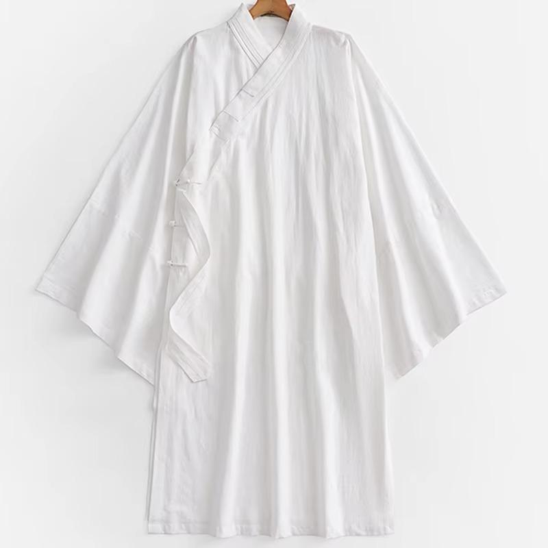 Oversize Men Linen Cardigan Japanese Style Long Bathrobe Yukata Haori Harajuku Samurai Costume Streetwear