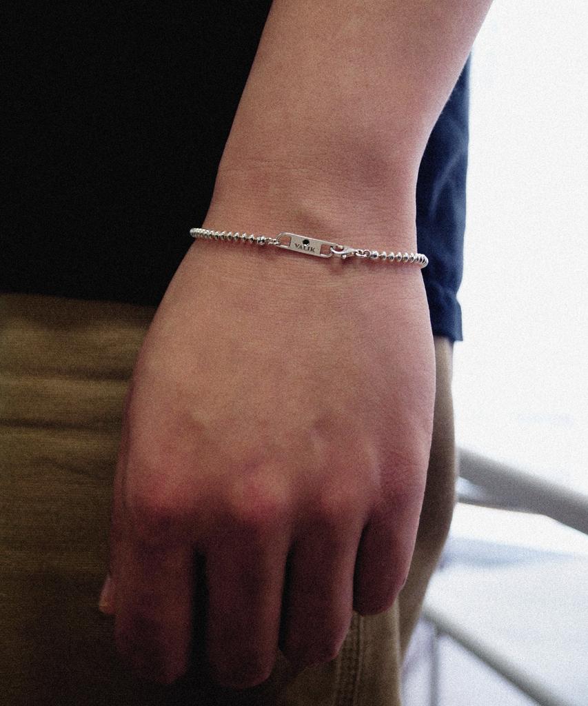Valik [925 Silver] No.90 Green Tag Oval Ball Chain Bracelet