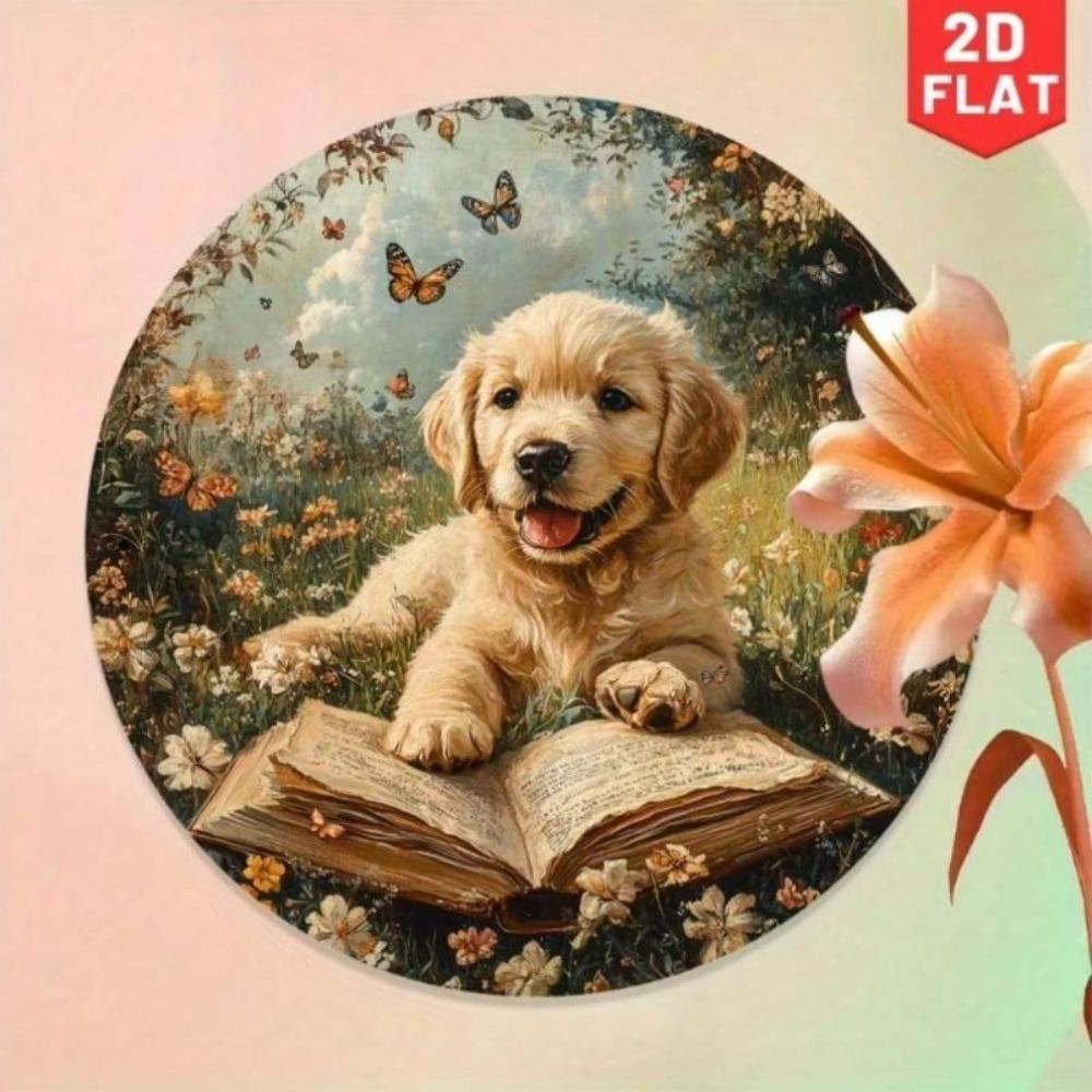 Vintage Golden Retriever Metal Art Sign, Rustic Home Decor Gift for Pet Lovers