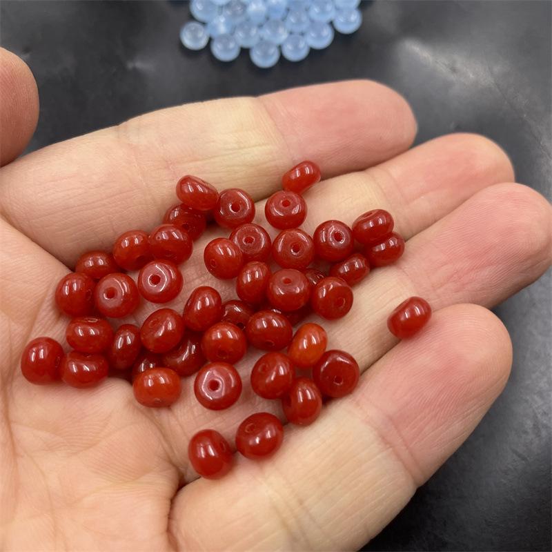 Ten Thousand Jade 6mm Red Jade & Light Blue Ping An Kou Spacer Beads DIY Jewelry Accessories Diameter 6mm, Thickness 4mm красный