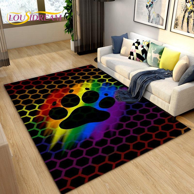 Covor de suprafață 3D Animale de companie cu amprentă de talpă mare, covor pentru sufragerie, dormitor, canapea, covoraș, decorare, covoraș anti-alunecare pentru copii