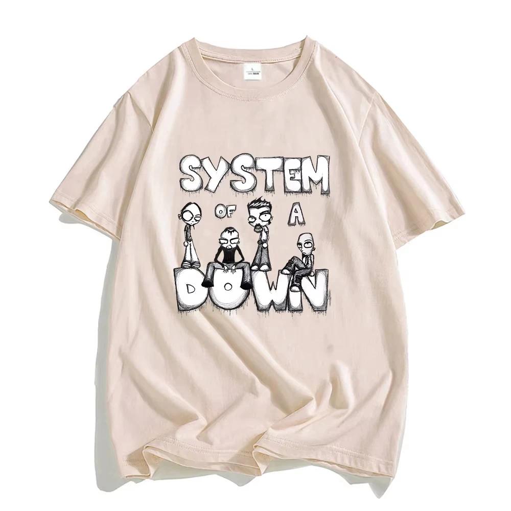 

2025 Футболки System of A Down 100% Хлопок Летняя Футболка Креативная Графическая Футболка с Принтом Мужская Уличная Одежда Ретро Группа Повседневные Футболки S