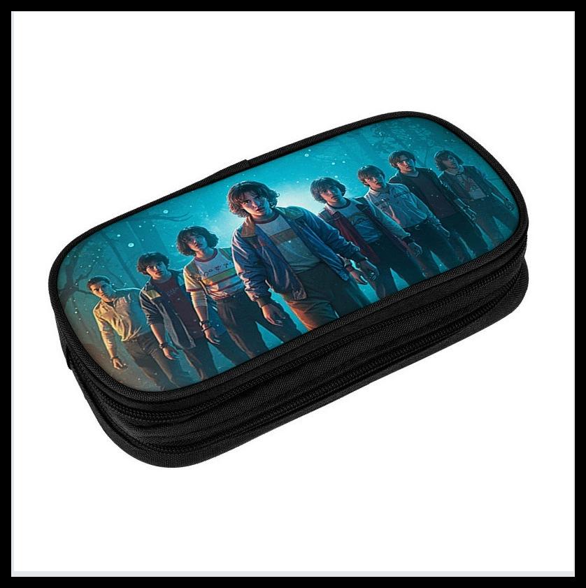 Digital Printing Diy Black Primary And Secondary School Student Stationery Pencil Case Double-Layer Stationery Case Storage Bag Pencil Case