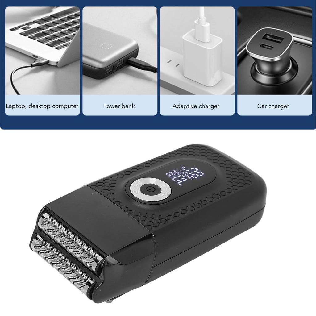 Electric Beard Trimmer LED Adjustable 3 Gears Detachable Blade Rechargeable Reciprocating USB Digital Beard Groomer